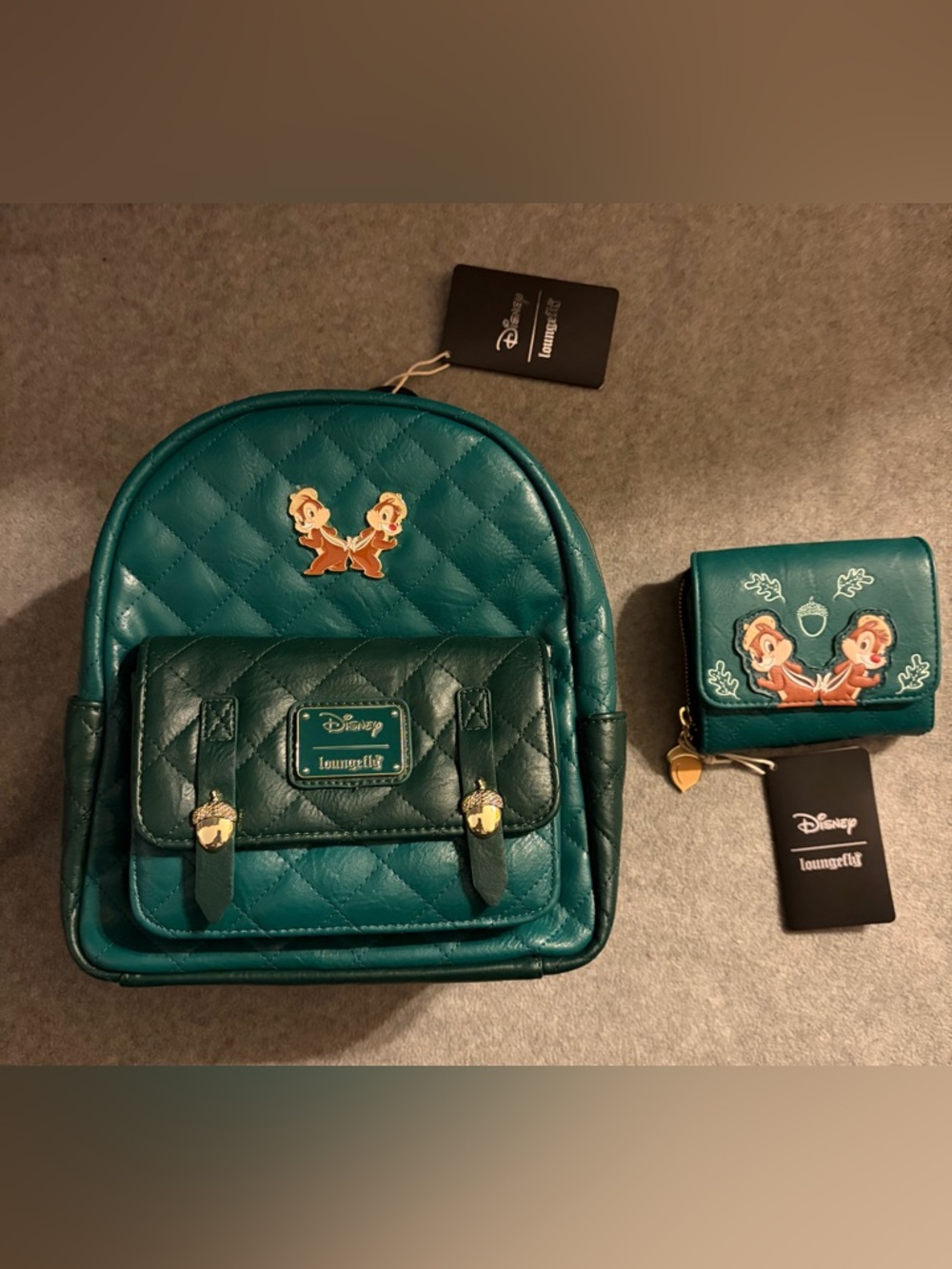 Loungefly Disney Chip & Dale Quilted Rescue Ranger Backpack & Wallet